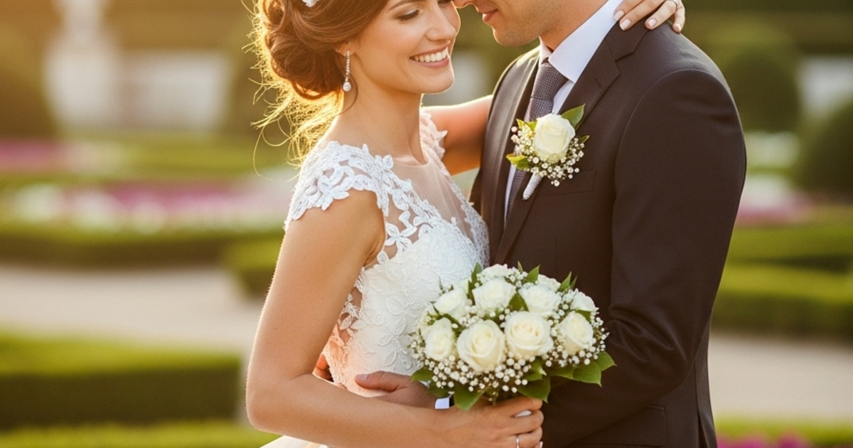 Romantisches Hochzeitspaar Portrait - Hochzeitsfotograf Ulm und Bodensee Region